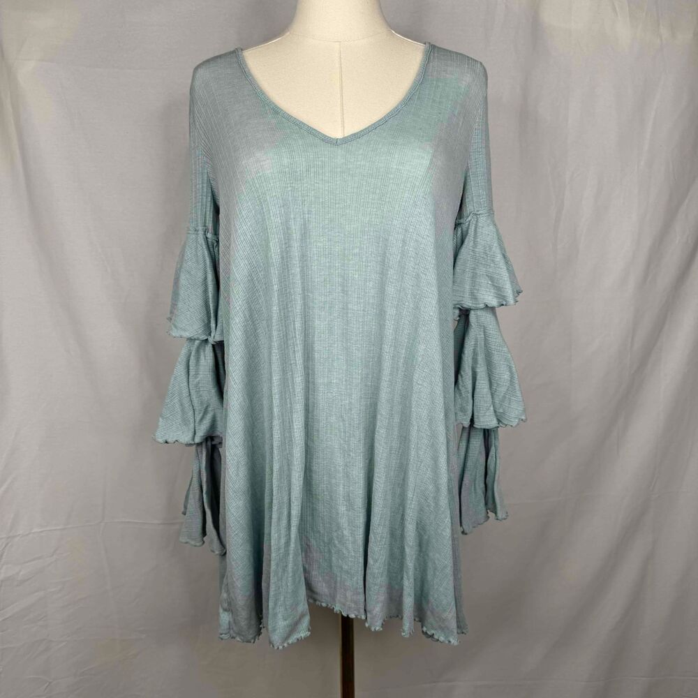 Free People Seashore Bell Sleeves Tunic Dress Bohemian Gypsy Whimsical Oversize - Picture 2 of 14